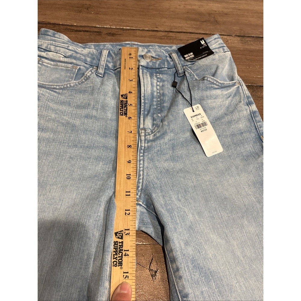 Express Jeans Womens 6/8/10 90s Slim Super High Rise Denim Light Wash Straight - Picture 11 of 14